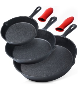 Set 3 Tigai Din Fonta Natur, 15x20x25 cm, + Protectii Silicon, Cast Line