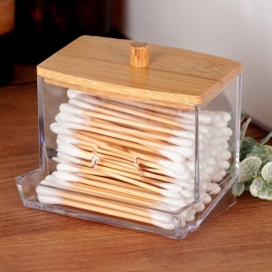 Suport pentru Betisoare cosmetice Bambus 9x7,3x9 cm