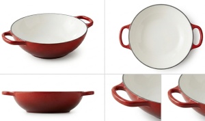 Wok traditional Fonta Emailata Rosu 37cm, 3.7L