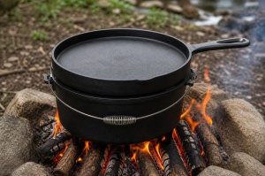 Ceaun Fonta Dutch  Oven 4L + Tigaie Fonta 25cm, Armura Neagra