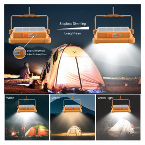 Proiector Solar, Protectie IP66, Incarcare Solara sau de la Retea, Baterie 12000Ah, 336 leduri,5 Moduri de Iluminat, Port USB