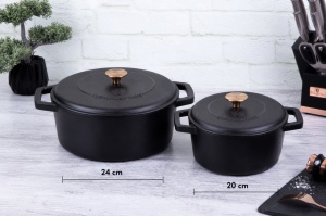 Set 2 Oale Fonta Emailata Negru-Mat 4L + 2/75L, Black-Rose Colecttion Berling Hous