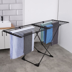 Suport de uscare haine/rufe metalic negru glisant XXL telescopic 110-189 cm,30kg Incarcare Black Line
