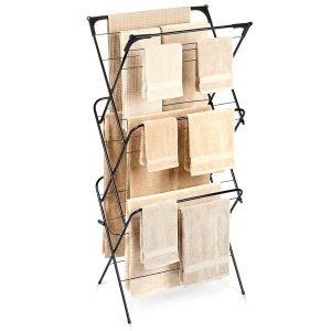 Suport de uscare haine/rufe metalic negru vertical 61x58x136 cm, 15KG Incarcare, Black Line