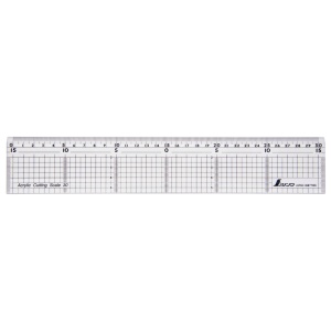 77085 Rigla acrilica cu margine din otel 30 cm, Shinwa