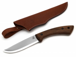 BSH1 Dune Cutit bushcraft din otel carbon cu maner de nuc si teaca piele, BeaverCraft
