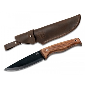 BSH3 Nightfall Cutit bushcraft din otel carbon cu lama fixa, cu maner de nuc si teaca piele, BeaverCraft - Img 2