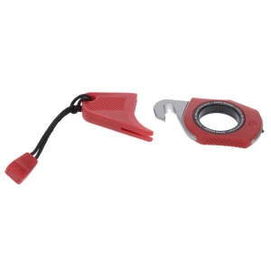 Cutit de salvare SOG Rapid Rescue Rescue Red, cutter pentru centuri cu spargator de geam si teaca Quick-Deploy