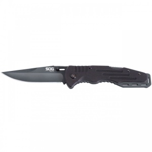 Cutit pliabil SOG Salute Black FF11-CP, lama 8Cr13MoV Black Oxide, Lockback, maner G10, EDC Tactical Folder - Img 2