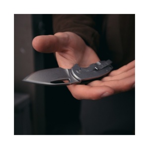 Cutit pliabil SOG Stout FLK OD Stonewash 14-03-01-57, lama Clip Point CRYO D2 Stonewashed, Frame Lock, deschidere Flipper, maner G10 Olive Drab, EDC - Img 7