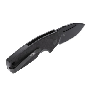 Cutit pliabil SOG Stout SJ Clip Point Blackout 16-03-02-57, lama Clip Point D2 Black TiNi, Slip Joint, Nail Nick, maner G10 Black, EDC