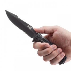 Cutit tactic SOG SEAL Strike Black TiNi, otel AUS-8, lama partial zimtata 125 mm - Img 6