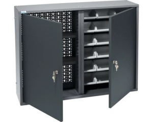 Dulap suspendat pentru atelier 80 x 60 x 20 cm cu 2 polite si 18 cutii