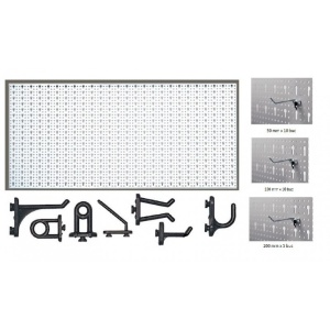 Panou perforat orizontal de 1000x500mm alb cu set 45 carlige - Img 2