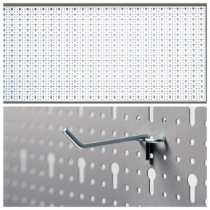Panou perforat orizontal de 1000x500mm alb cu set de 25 carlige metalice - Img 5