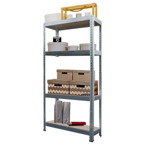 Raft metalic pentru depozitare 150 x 70 x 30 cm, 4 polite, 80 kg/polita, gri - Img 2