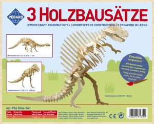 Set 3 dinozauri din lemn, Pebaro