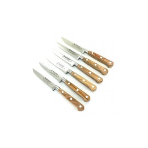Set 6 cutite friptura, olive, lungime 10cm, maner din lemn de maslin, Sabatier Authentique - Img 2