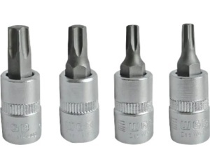 Set capete cheie torx WGB T20+T25+T30+T40 1/4", 4 piese, crom-vanadiu