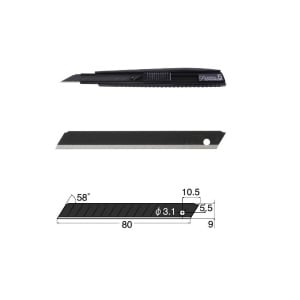 Set Cutter / cutit utilitar metalic mic - PREMIUM, NT Cutter - 9mm + 10 lame de schimb