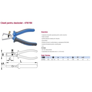 478/1BI Cleste pentru dezizolat,160 mm, Unior - Img 3