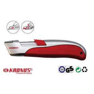 7556SS Cutter 18 mm cu dubla securitate autoretractabil + set 10 lame SK5, KRONUS - Img 2