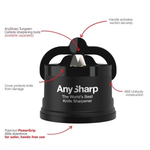 ANY- Black Dispozitiv de ascutit cutite cu carcasa plastic, Black, Anysharp - Img 12