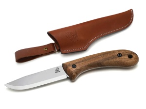 BSH2 Glacier Cutit bushcraft din otel carbon cu maner de nuc si teaca piele, BeaverCraft