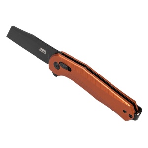 Cutit pliabil SOG Diverge XR Sheepsfoot Orange Black 12-02-07-43, lama Sheepsfoot D2 Stonewashed, XR Lock, deschidere Flipper, maner GRN Orange & Black, EDC Outdoor