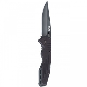 Cutit pliabil SOG Salute Black FF11-CP, lama 8Cr13MoV Black Oxide, Lockback, maner G10, EDC Tactical Folder - Img 9
