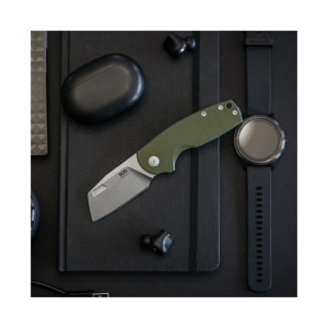 Cutit pliabil SOG Stout FLK Cleaver OD Stonewash 16-03-06-57, lama Cleaver CRYO D2 Stonewashed, Frame Lock, deschidere Flipper, maner G10 Olive Drab, EDC - Img 8