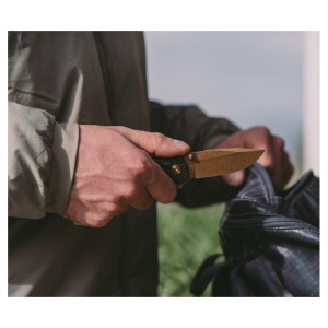 Cutit pliabil SOG Terminus XR LTE Carbon Rose Gold TM1043-BX, lama Drop Point CPM S35VN TiNi Rose Gold, XR Lock, Flipper, maner Carbon Fiber, EDC Premium - Img 9