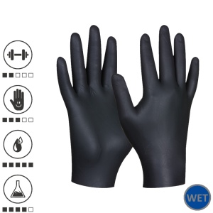Gebol 709635_M, Set 100 de manusi de protectie Black Nitril Eco, din nitril, nepudrate, marimea 8/M