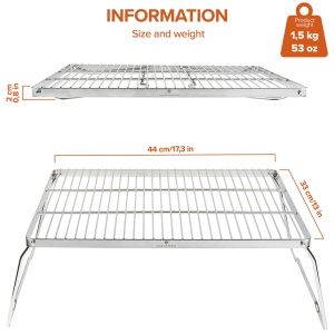 Gratar pliabil pentru foc de tabara Stabilotherm BBQ Grid Large din otel inoxidabil - Img 5