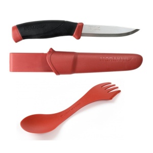 Pachet promo Cuțit, Morakniv Companion Dala Red + Spork original bio, Light My Fire