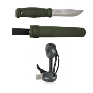 Pachet promotional Cutit Full-Tang Morakniv Garberg Green INOX si Amnar Swedish FireSteel BIO army 2in1, Light My Fire