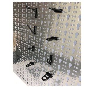 Panou perforat orizontal din INOX, 1000x500mm cu set 25 carlige metalice - Img 6
