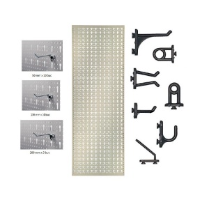 Panou perforat vertical de 500x1000 mm alb cu set 45 carlige - Img 2