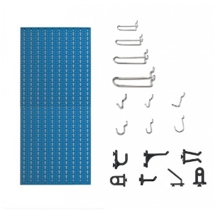 Panou perforat vertical de 500x1000 mm albastru cu set de 40 carlige metalice/plastic - Img 2