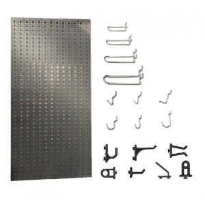 Panou perforat vertical din INOX, 500x1000 mm cu set 40 carlige metalice/plastic - Img 2
