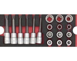 Set chei tubulare XZN 1/2", 18 piese, cu capete scurte si lungi