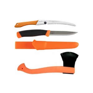 Set Cutit Heavy Duty ORANGE, Fierastrau Silky Gomboy curbat 240mm cu 8dinti, 30mm si Topor portocaliu - Img 2