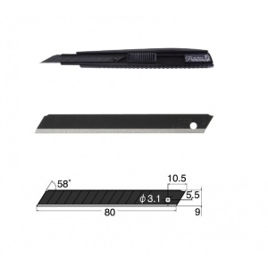 Set Cutter / cutit utilitar metalic mic - PREMIUM, NT Cutter - 9mm + 10 lame de schimb - Img 2