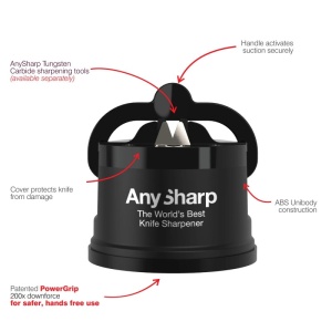 ANY- Black Dispozitiv de ascutit cutite cu carcasa plastic, Black, Anysharp - Img 5