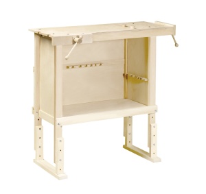 Banc de lucru din lemn masiv natural cu 2 suporturi de prindere, reglabil pe inaltime, Pebaro