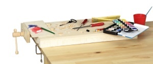 Blat de lucru din lemn masiv natural 58 x 31 cm cu sistem de prindere, Pebaro