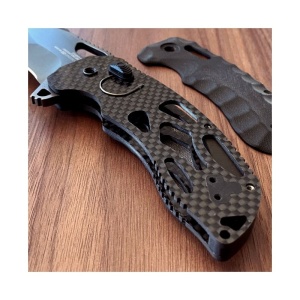 Cutit pliabil SOG Kiku XR LTE Black 12-37-04-57, lama Drop Point CRYO CTS XHP Titanium Nitride, XR Lock, Thumb Stud, maner Black Micarta cu liner-e Carbon Fiber, EDC Outdoor - Img 7