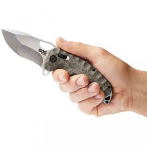 Cutit pliabil SOG Kiku XR Satin, lama CTS XHP, XR Lock, maner Micarta, design Kiku Matsuda - Img 9