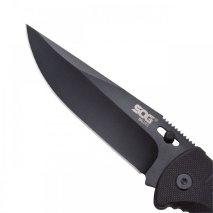 Cutit pliabil SOG Salute Black FF11-CP, lama 8Cr13MoV Black Oxide, Lockback, maner G10, EDC Tactical Folder - Img 17