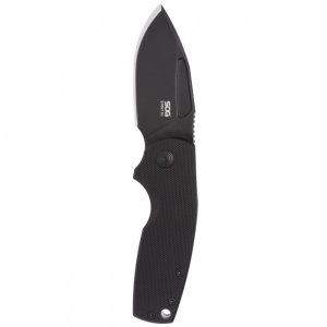 Cutit pliabil SOG Stout SJ Clip Point Blackout 16-03-02-57, lama Clip Point D2 Black TiNi, Slip Joint, Nail Nick, maner G10 Black, EDC - Img 3
